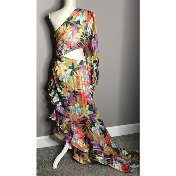 Bronx and Banco Tropics Violet Silk blend Maxi Dress Size 10 $850 - Picture 9 of 16